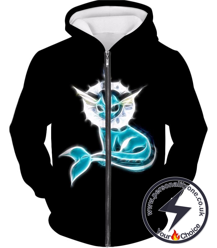 Pokemon Cool Eevee Water Evolution Vaporeon Awesome Black Zip Up Hoodie